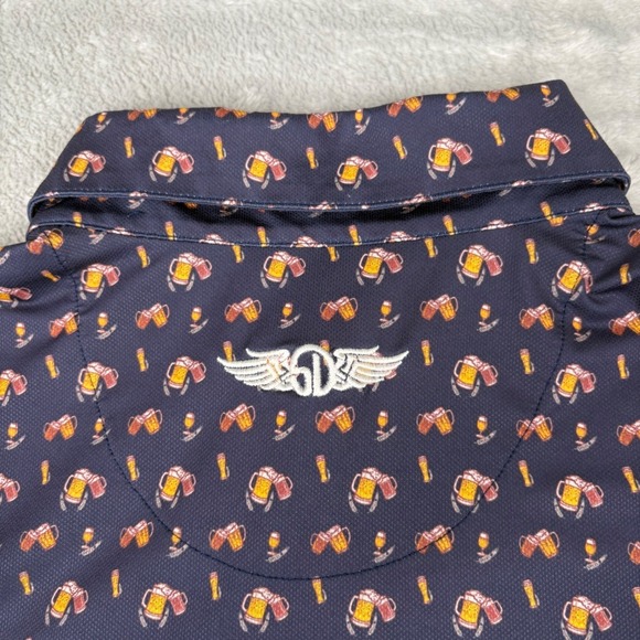 Straight Down Golf Polo Performance Beer Mug Print Mens Large Short Sleeve - Picture 8 of 13